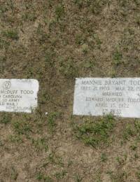 Edward McDuffie and Mannie V Todd headstone