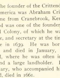 Abraham Crittenden, founder of the Crittenden family in America