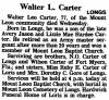Walter Leo Carter Obit.
