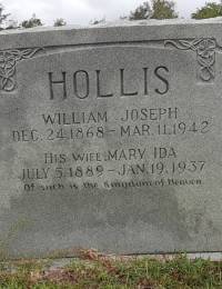 William Joseph and Mary Ida Dunston Hollis headstone