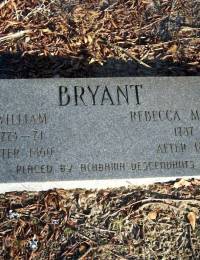William and Rebecca Miller Bryant headstone marker