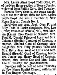 Lessie Alma Boyd Obit.