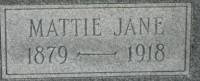Martha Jane &quot;Mattie &quot; Todd Jordan Hyman- Headstone close up