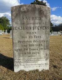STEVENS, Benjamin F 1797-1874 Stevens Cemetery Loris, Horry County, South Carolina Shared by Pamela Kyzer Anderson