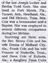 Martha Cole Obituary