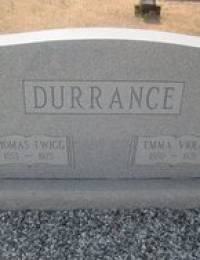 Thomas Twigg &amp; Emma Viola Todd Durrance tombstone