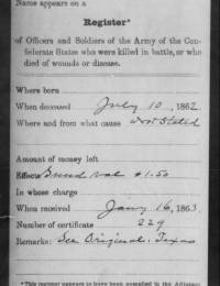 DW Todd Confederate Service Card