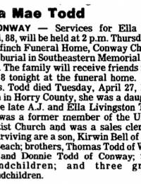 Ella Mae Todd Obit.